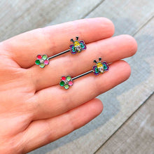 Load image into Gallery viewer, 14G 9/16 Clear CZ Gem Butterfly Love Bug Barbell Nipple Ring Set
