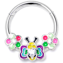 将图片加载到图库查看器，16G 3/8 Clear CZ Gem Butterfly Love Bug Hinged Segment Ring
