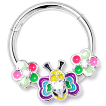 将图片加载到图库查看器，16G 3/8 Clear CZ Gem Butterfly Love Bug Hinged Segment Ring
