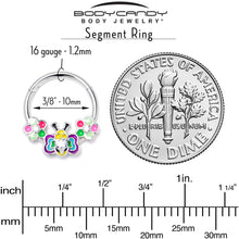 将图片加载到图库查看器，16G 3/8 Clear CZ Gem Butterfly Love Bug Hinged Segment Ring
