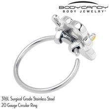 Load image into Gallery viewer, 20G 5/16 Clear CZ Gem Butterfly Love Bug Nose Hoop

