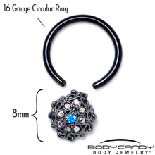 将图片加载到图库查看器，16G 3/8 Blue Aurora Gem Black Night Blossom BCR Captive Ring
