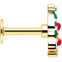 将图片加载到图库查看器，16G 1/4 Gold Tone Snowy Christmas Tree Holiday Labret Monroe Tragus
