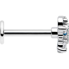 Load image into Gallery viewer, 16G 5/16 Blue Clear CZ Gem Heart Pair Labret Monroe Tragus
