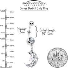 将图片加载到图库查看器，White Clear Gem Constellation Moon Dangle Belly Ring
