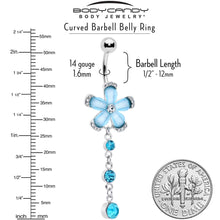 Load image into Gallery viewer, Blue Clear Gem Retro Flower Glamour Dangle Belly Ring
