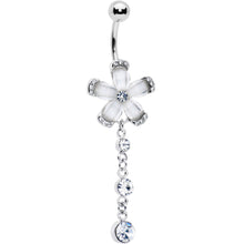 Load image into Gallery viewer, Clear Gem Retro Flower Glamour Dangle Belly Ring
