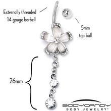 Load image into Gallery viewer, Clear Gem Retro Flower Glamour Dangle Belly Ring
