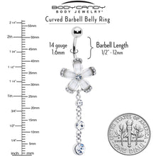 Load image into Gallery viewer, Clear Gem Retro Flower Glamour Dangle Belly Ring
