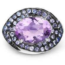 Load image into Gallery viewer, 5.95 Carat Genuine Amethyst and Tanzanite .925 Sterling Silver Ring
