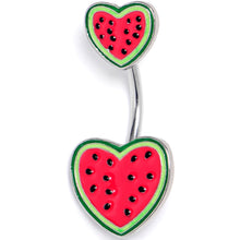将图片加载到图库查看器，Watermelon Hearts Double Mount Belly Ring
