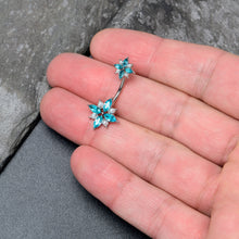 Load image into Gallery viewer, Blue Gem Star Power Double Mount Belly Ring
