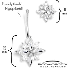 将图片加载到图库查看器，Clear Gem Star Power Double Mount Belly Ring
