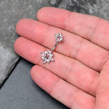 将图片加载到图库查看器，Pink Gem Star Power Double Mount Belly Ring

