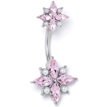 将图片加载到图库查看器，Pink Gem Star Power Double Mount Belly Ring
