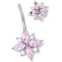 将图片加载到图库查看器，Pink Gem Star Power Double Mount Belly Ring
