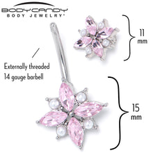 将图片加载到图库查看器，Pink Gem Star Power Double Mount Belly Ring
