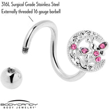 Load image into Gallery viewer, Pink Gem Lunar Dragonfly Spiral Twister Belly Ring
