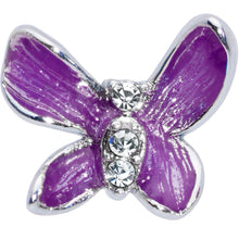 Load image into Gallery viewer, 20G 5/16 Clear Gem Chunky Butterfly Purple Nose Hoop

