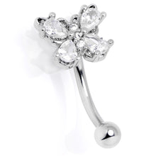 Load image into Gallery viewer, 16G 5/16 Clear Gem Baroque Beauty Butterfly Curved Eyebrow Ring
