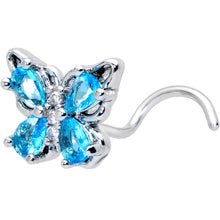 Load image into Gallery viewer, 20G 7mm Blue Gem Baroque Beauty Butterfly Left Side Nose Screw
