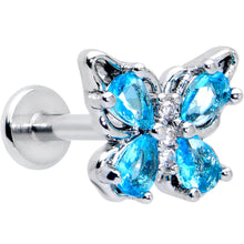 Load image into Gallery viewer, 16G 5/16 Blue Gem Baroque Butterfly Internally Threaded Labret
