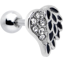 Load image into Gallery viewer, 16G 1/4 Clear Gem Heavenly Heart Angel Wing Black Cartilage Earring
