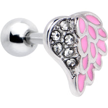 Load image into Gallery viewer, 16G 1/4 Clear Gem Heavenly Heart Angel Wing Pink Cartilage Earring
