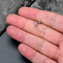 Load image into Gallery viewer, 16G 1/4 Clear Gem Heavenly Heart Angel Wing Pink Cartilage Earring
