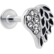 Load image into Gallery viewer, 16G 5/16 Clear Gem Heavenly Heart Angel Wing Black Labret Tragus
