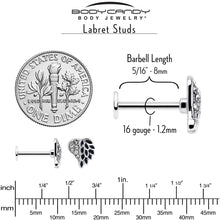 Load image into Gallery viewer, 16G 5/16 Clear Gem Heavenly Heart Angel Wing Black Labret Tragus
