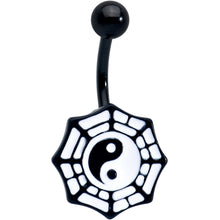 Load image into Gallery viewer, Spider Web Black and White Yin Yang Belly Ring
