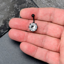 Load image into Gallery viewer, Spider Web Black and White Yin Yang Belly Ring
