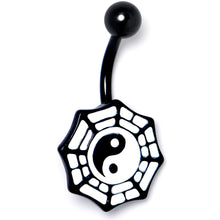 Load image into Gallery viewer, Spider Web Black and White Yin Yang Belly Ring
