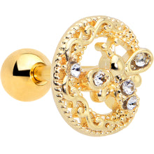 Load image into Gallery viewer, 16G 1/4 Clear Gem Gold Tone Lunar Dragonfly Cartilage Earring
