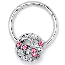Load image into Gallery viewer, 16G 3/8 Pink Gem Lunar Dragonfly Hinged Segment Ring
