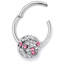 Load image into Gallery viewer, 16G 3/8 Pink Gem Lunar Dragonfly Hinged Segment Ring

