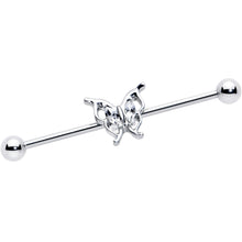 Load image into Gallery viewer, 14G Clear Gem Fancy Fab Butterfly Industrial Barbell 38mm
