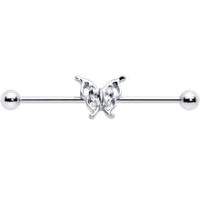 Load image into Gallery viewer, 14G Clear Gem Fancy Fab Butterfly Industrial Barbell 38mm
