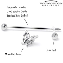 Load image into Gallery viewer, 14G Clear Gem Fancy Fab Butterfly Industrial Barbell 38mm
