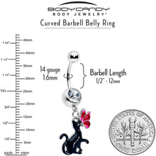 将图片加载到图库查看器，Clear Gem Butterfly Black Cat Dangle Belly Ring
