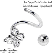 Load image into Gallery viewer, Clear Gem Baroque Beauty Butterfly Spiral Twister Belly Ring
