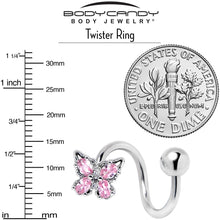 Load image into Gallery viewer, Pink Gem Baroque Beauty Butterfly Spiral Twister Belly Ring
