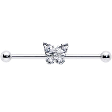 Load image into Gallery viewer, 14G Clear Gem Baroque Beauty Butterfly Industrial Barbell 38mm
