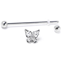 Load image into Gallery viewer, 14G Clear Gem Baroque Beauty Butterfly Industrial Barbell 38mm

