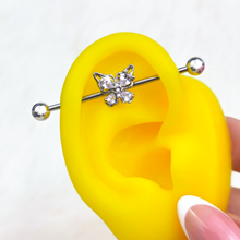 Load image into Gallery viewer, 14G Clear Gem Baroque Beauty Butterfly Industrial Barbell 38mm

