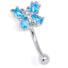 Load image into Gallery viewer, 16G 5/16 Blue Gem Baroque Beauty Butterfly Curved Eyebrow Ring
