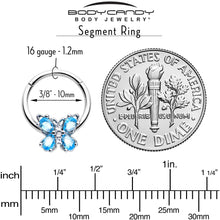 Load image into Gallery viewer, 16G 3/8 Blue Gem Baroque Beauty Butterfly Hinged Segment Ring
