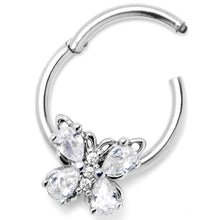 Load image into Gallery viewer, 16G 3/8 Clear Gem Baroque Beauty Butterfly Hinged Segment Ring
