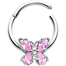 将图片加载到图库查看器，16G 3/8 Pink Gem Baroque Beauty Butterfly Hinged Segment Ring
